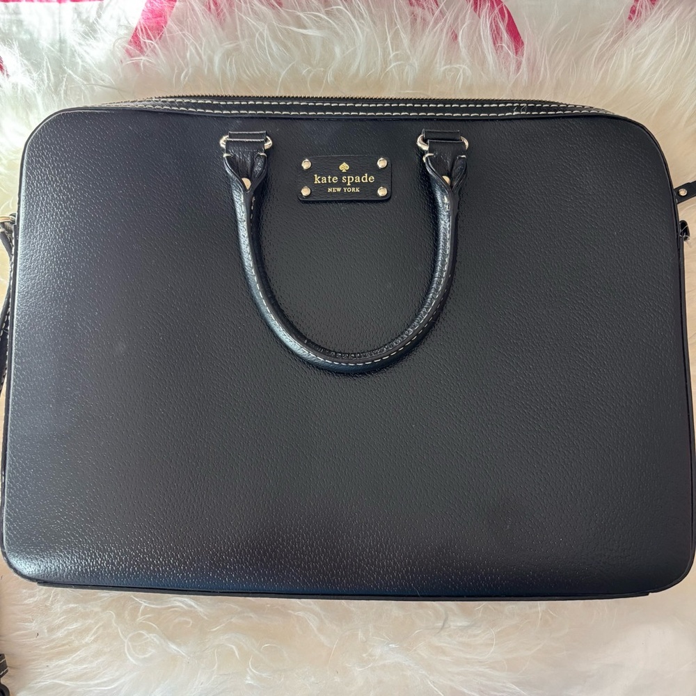 Kate Spade black leather laptop briefcase